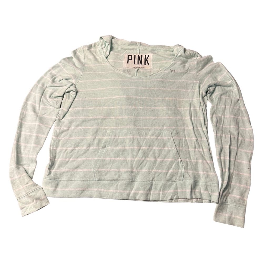 VS PINK | Lightweight Blue Striped Hoodie | Y2K 2010s Retro